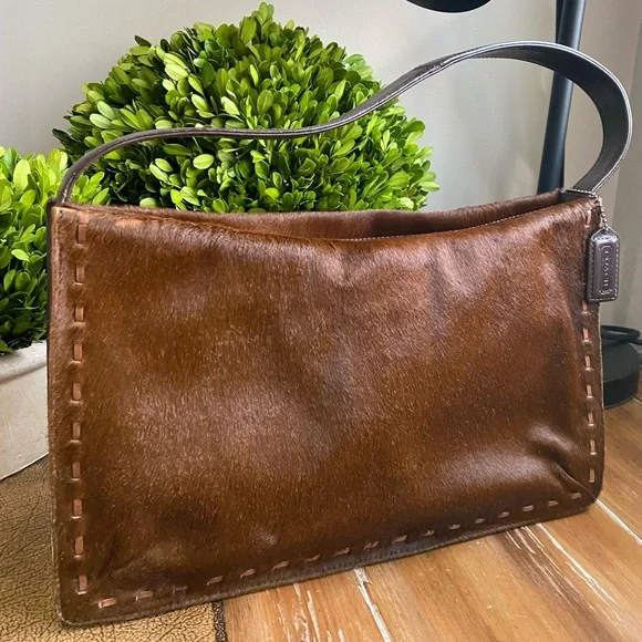 2002 Coach Vintage Y2K Brown Calfhair Stitched Shoulder Bag - Picture 16 of 16